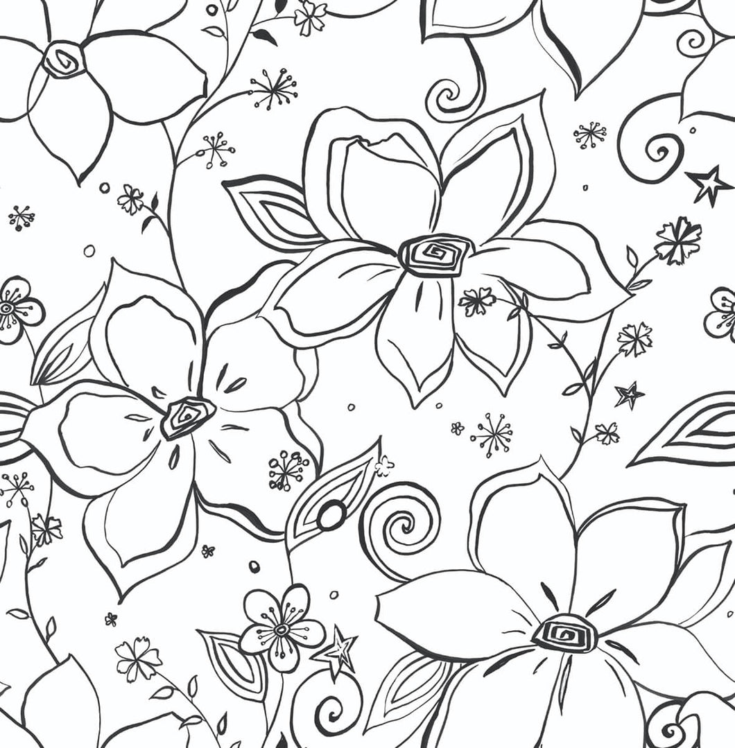 NextWall Black & White Linework Floral NW34900 wallpaper