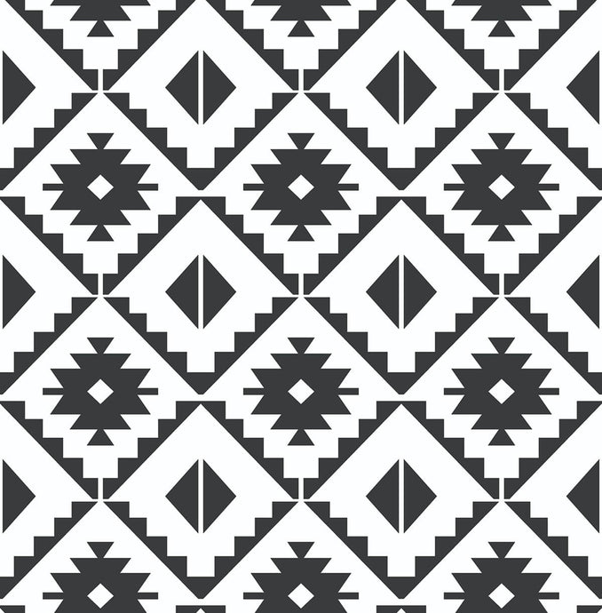 NextWall Black & White Southwest Tile NW34200 wallpaper