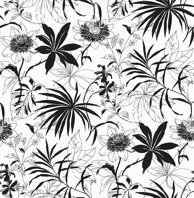 NextWall Black & White Tropical Garden NW37300 wallpaper