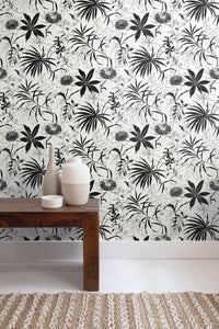 NextWall Black & White Tropical Garden NW37300 wallpaper