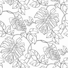 Load image into Gallery viewer, NextWall Black &amp; White Tropical Linework NW40508 wallpaper