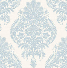 Load image into Gallery viewer, Wallquest/Lillian August Blue Frost and Bone White Antigua Damask LN10400 wallpaper