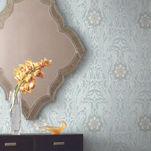 Load image into Gallery viewer, York Wallcoverings Blue Gatsby Damask Wallpaper DM4991 wallpaper