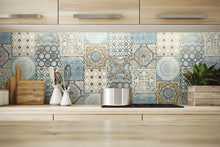 Load image into Gallery viewer, NextWall Blue, Metallic Copper, &amp; Gray Morocaan Tile NW30002 wallpaper