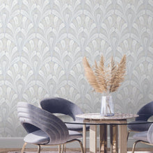Load image into Gallery viewer, York Wallcoverings Blue Shell Damask Wallpaper DM5021 wallpaper