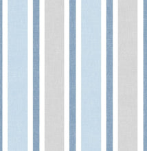 Load image into Gallery viewer, NextWall Bluebird &amp; Carrara Linen Cut Stripe NW37002 wallpaper
