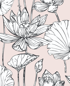 NextWall Blush & Ebony Lotus Floral NW33101 wallpaper