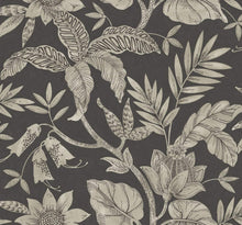 Load image into Gallery viewer, Wallquest/Seabrook Designs Brushed Ebony and Stone Rainforest Leaves RY30200 wallpaper