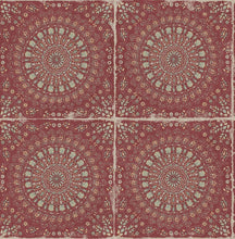 Load image into Gallery viewer, Wallquest/Seabrook Designs Cabernet and Aloe Green Mandala Boho Tile RY30700 wallpaper