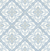 Load image into Gallery viewer, Wallquest/Lillian August Carolina Blue and Arrowroot Plumosa Tile LN11000 wallpaper