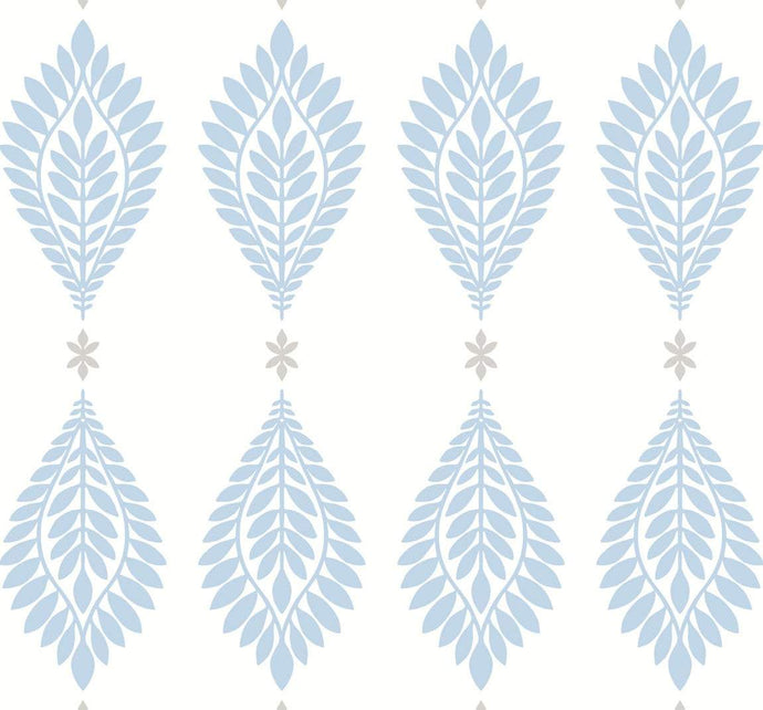 Wallquest/Lillian August Carolina Blue and Eggshell Mirasol Palm Frond LN10600 wallpaper