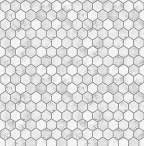 NextWall Carrara & Argos Grey Marble Hexagon NW38700 wallpaper