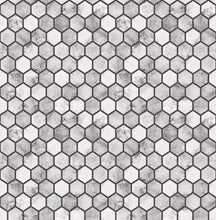 Load image into Gallery viewer, NextWall Carrara &amp; Wrought Iron Marble Hexagon NW38700 wallpaper
