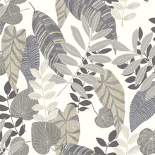 Load image into Gallery viewer, Wallquest/Seabrook Designs Charcoal, Stone, and Daydream Gray Tropicana Leaves RY30902 wallpaper