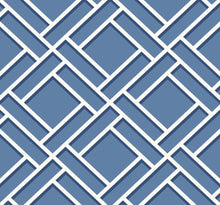 Load image into Gallery viewer, Wallquest/Lillian August Coastal Blue and Navy Block Trellis LN11500 wallpaper