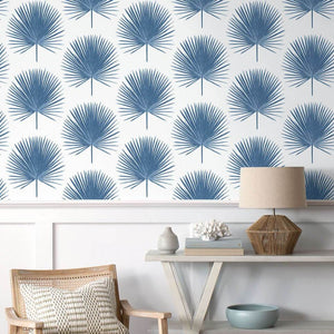 NextWall Coastal Blue Palmetto Palm NW37502 wallpaper