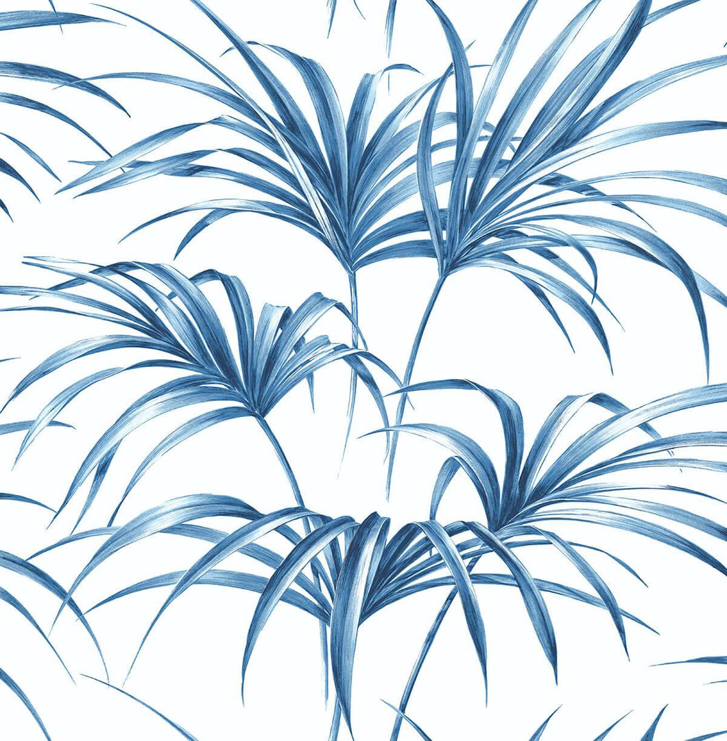 NextWall Coastal Blue Tropical Palm Leaf NW32502 wallpaper