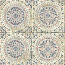 Load image into Gallery viewer, Wallquest/Seabrook Designs Coral, Cream, and Midnight Blue Mandala Boho Tile RY30700 wallpaper