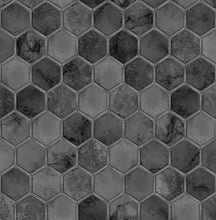 Load image into Gallery viewer, NextWall Cosmic Black &amp; Metallic Silver Inlay Hexagon NW38600 wallpaper