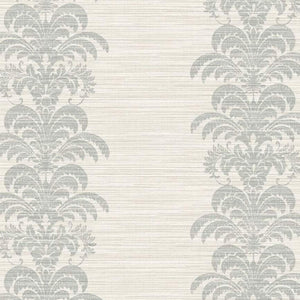 Wallquest/Lillian August Cove Gray and Alabaster Palm Frond Stripe Stringcloth LN10500 wallpaper