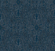 Load image into Gallery viewer, York Wallcoverings Dark Blue Ascot Damask Wallpaper HO2131 wallpaper