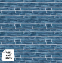 Load image into Gallery viewer, NextWall Denim Blue Brushed Metal Tile NW34602 wallpaper