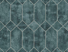 Load image into Gallery viewer, Wallquest/Seabrook Designs Emerald and Metallic Silver Geo Faux LW51602 wallpaper