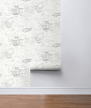 Load image into Gallery viewer, NextWall Fog Gray Stuccoed Brick NW37800 wallpaper
