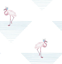 Load image into Gallery viewer, Seabrook Designs Fuchsia and Sky Blue Dancing Flamingo DA61701 wallpaper
