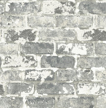 Load image into Gallery viewer, NextWall Gray &amp; Ivory Weathered Gray Brick NW32308 wallpaper