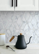 Load image into Gallery viewer, NextWall Gray &amp; Metallic Silver Marble Tile NW35700 wallpaper