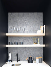 Load image into Gallery viewer, NextWall Gray &amp; Metallic Silver Marble Tile NW35700 wallpaper