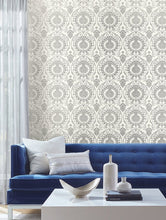 Load image into Gallery viewer, York Wallcoverings Gray/Silver Imperial Damask Wallpaper DM4901 wallpaper