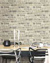 Load image into Gallery viewer, NextWall Gray &amp; Tan Distressed Neutral Brick NW31705 wallpaper
