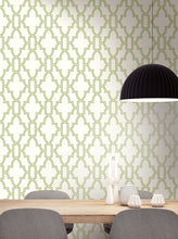Load image into Gallery viewer, NextWall Green &amp; White Green and White Tile Trellis NW31604 wallpaper