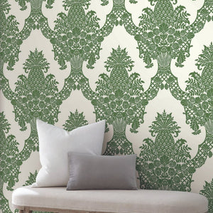 York Wallcoverings Green/White Pineapple Plantation Wallpaper DM4971 wallpaper