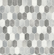 Load image into Gallery viewer, NextWall Icy Grey &amp; Nickel Brushed Hex Tile NW38803 wallpaper