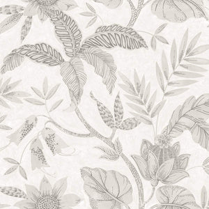 Wallquest/Seabrook Designs Ivory and Daydream Gray Rainforest Leaves RY30200 wallpaper
