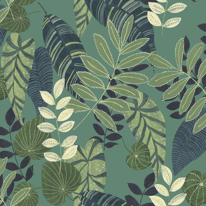 Wallquest/Seabrook Designs Jade, Rosemary, and Spruce Tropicana Leaves RY30902 wallpaper