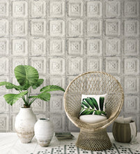 Load image into Gallery viewer, NextWall Linen &amp; Charcoal Distressed Tin Tile Wallpaper NW32100 wallpaper