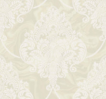 Load image into Gallery viewer, Wallquest/Seabrook Designs Metallic and Off-White Puff Damask AW70800 wallpaper