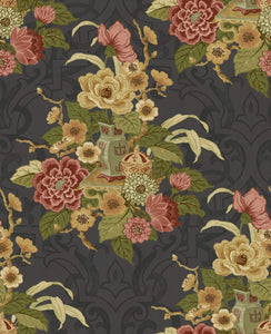 Seabrook Designs Metallic Ebony Dynasty Floral AI40000 wallpaper