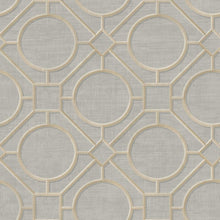 Load image into Gallery viewer, Seabrook Designs Metallic Gold and Gray Silk Road Trellis AI42401 wallpaper