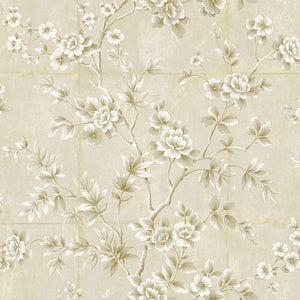 Seabrook Designs Metallic Gold and Greige Great Wall Floral AI41901 wallpaper