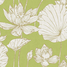 Load image into Gallery viewer, Seabrook Designs Metallic Gold and Lime Green Lotus Floral AI42300 wallpaper