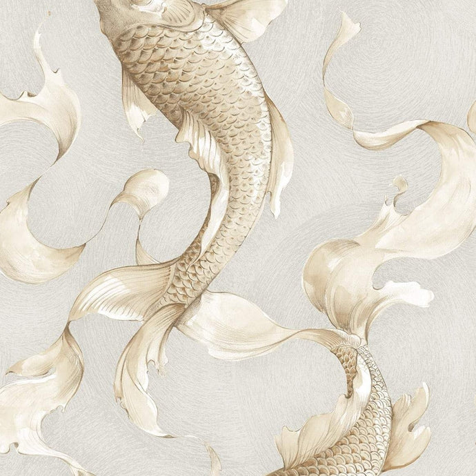 Seabrook Designs Metallic Gold and Off-White Koi Fish AI40600 wallpaper