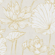 Load image into Gallery viewer, Seabrook Designs Metallic Gold and Off-White Lotus Floral AI42300 wallpaper