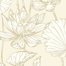 Load image into Gallery viewer, NextWall Metallic Gold &amp; Cream Lotus Floral NW33101 wallpaper