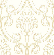 Load image into Gallery viewer, NextWall Metallic Gold Sketched Damask NW39400 wallpaper