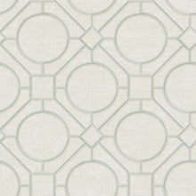 Load image into Gallery viewer, Seabrook Designs Metallic Mint and Off-White Silk Road Trellis AI42401 wallpaper